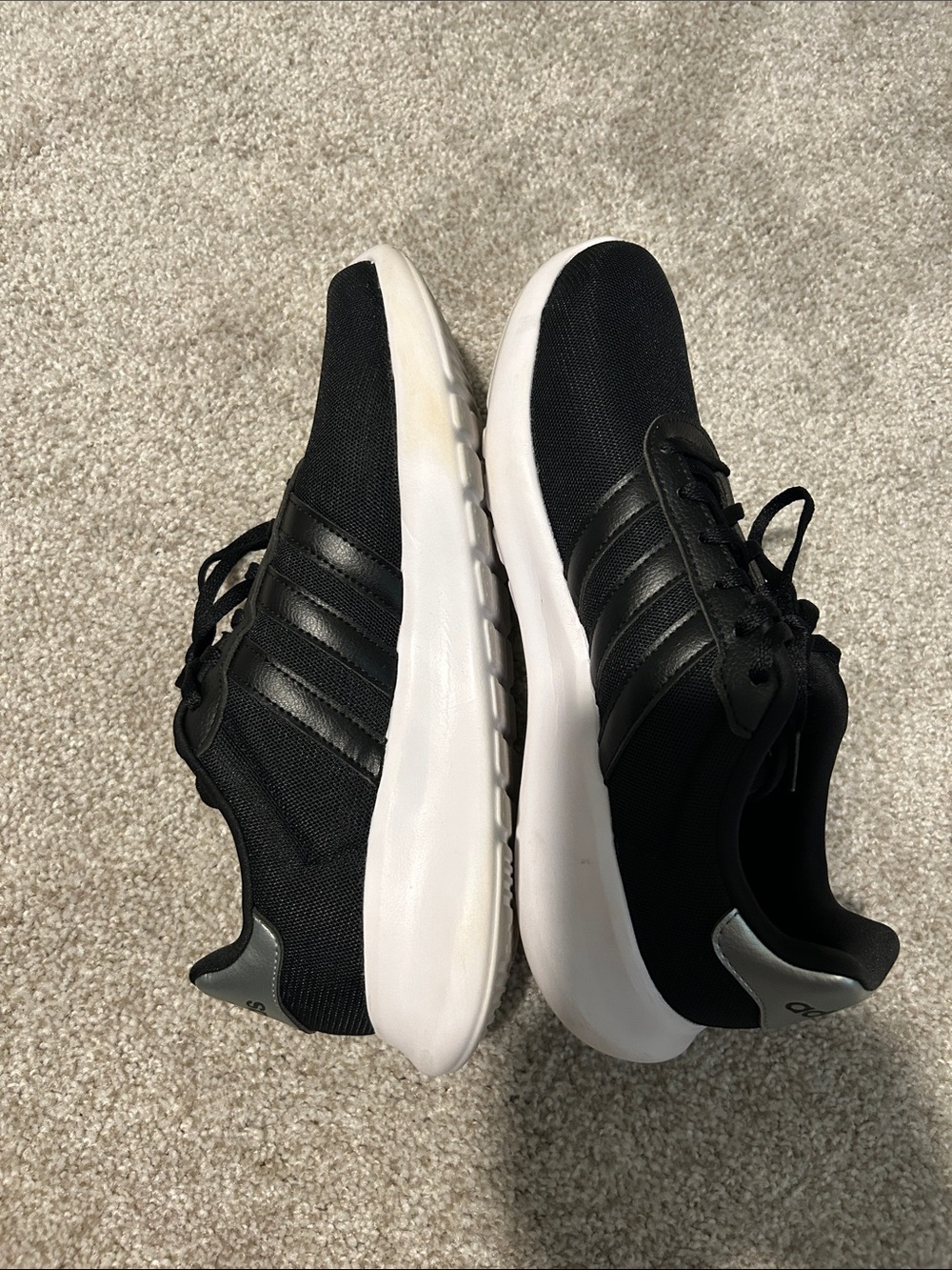 women’s adidas Black Athletic Sneakers with White Sole